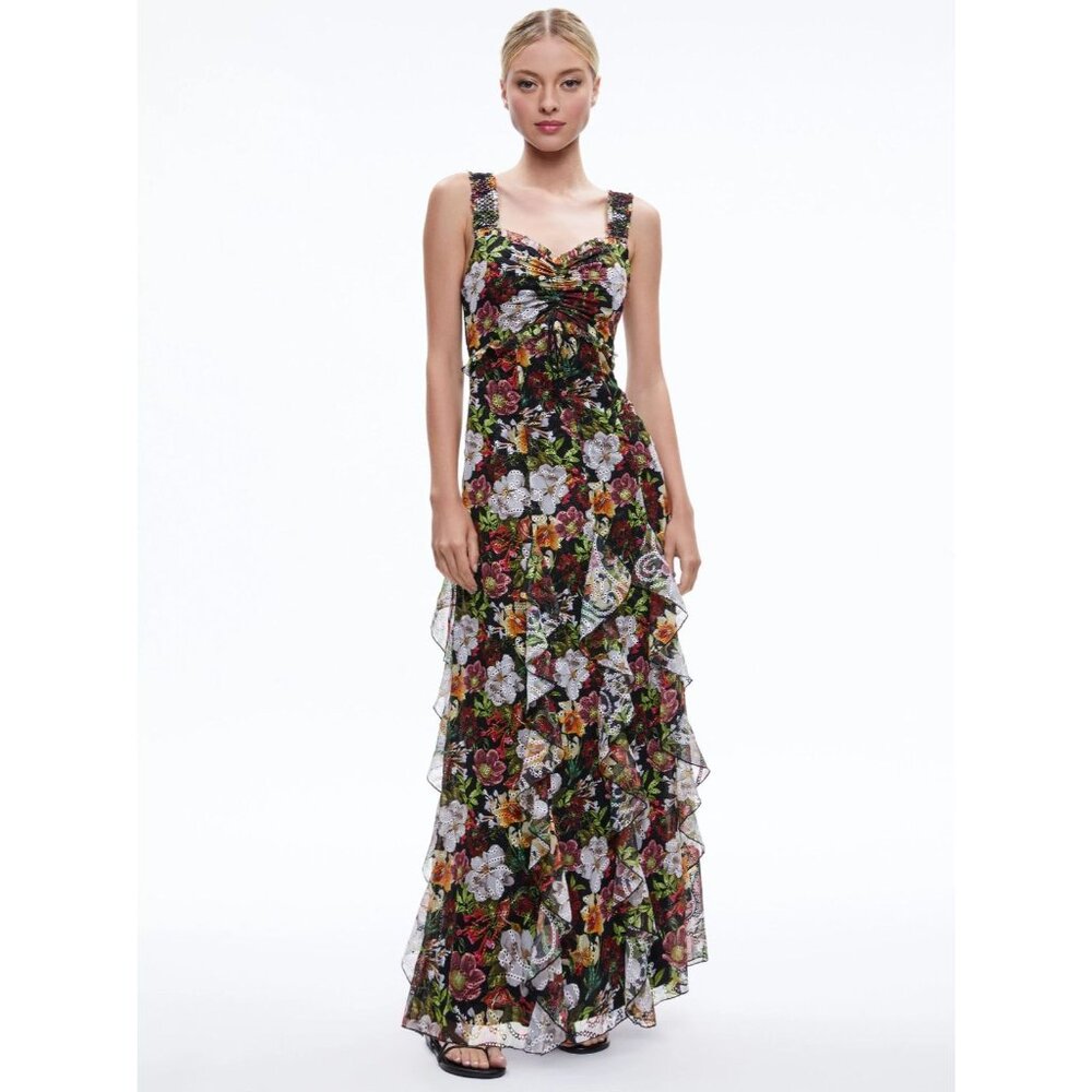 Alice + Olivia Rue Godet Maxi Dress 4 NWT $695 - Picture 1 of 11